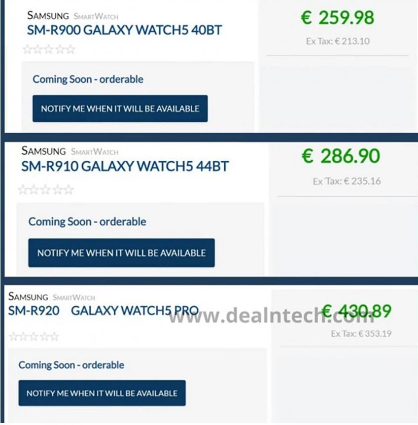 giá Samsung Galaxy Watch5, Watch5 Pro