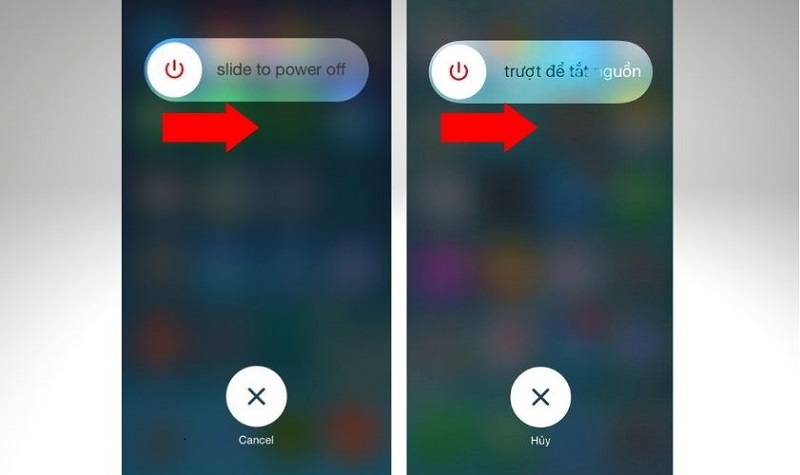 Trượt biểu tượng màu đỏ sang phải để tắt nguồn trên iPhone 16