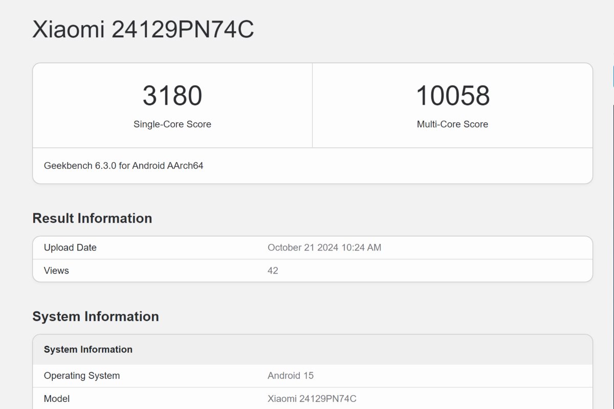 Xiaomi 15 xuất hiện trên cơ sở dữ liệu Geekbench.