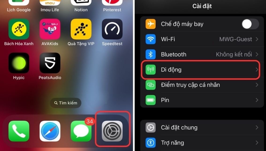 Mở ứng dụng Cài đặt ở trên điện thoại iPhone để bật mạng 5G 