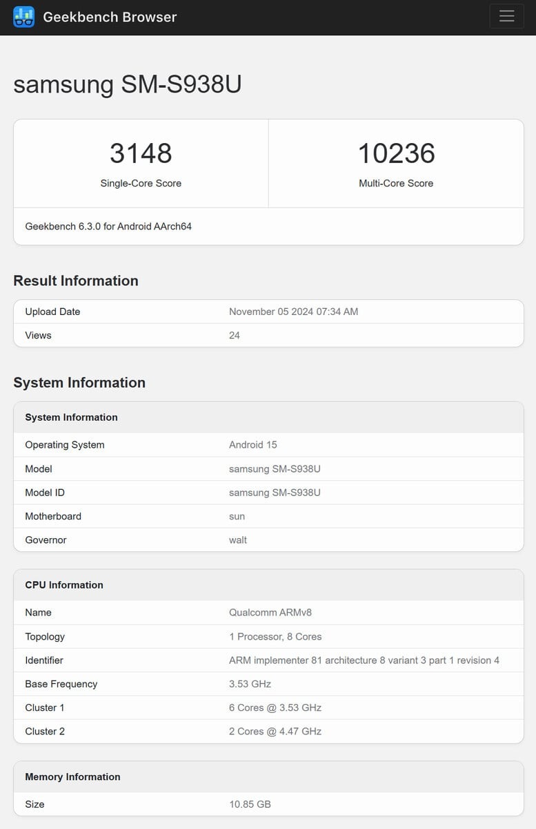 Galaxy S25 Ultra lộ hiệu năng trên Geekbench