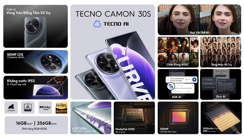 Màn hình Tecno Camon 30S đạt chứng nhận TÜV Rheinland