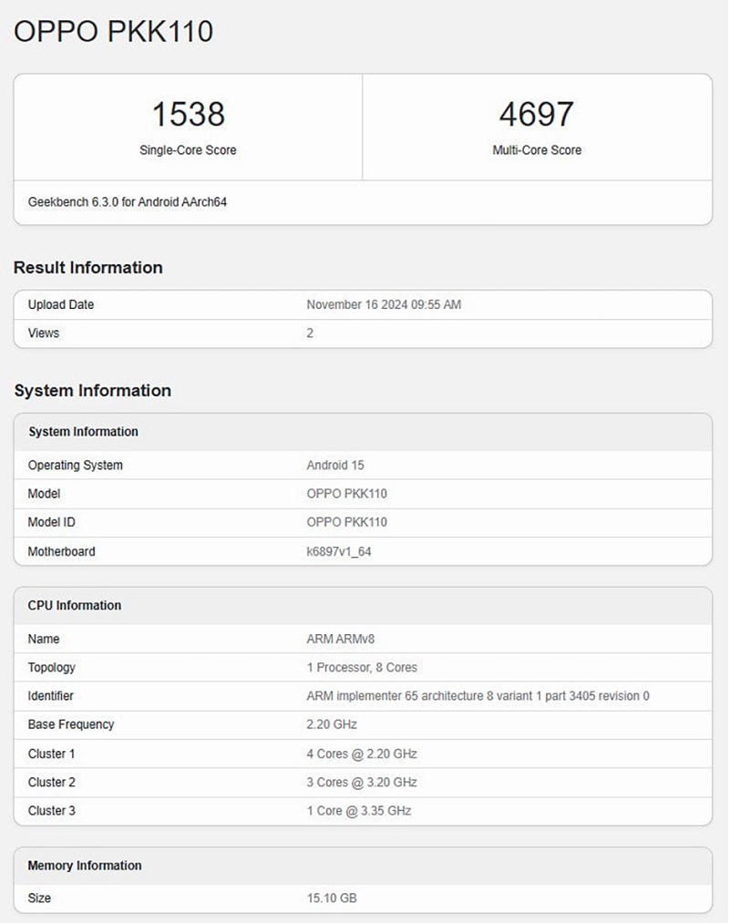 OPPO Reno13 Pro được phát hiện trên Geekbench