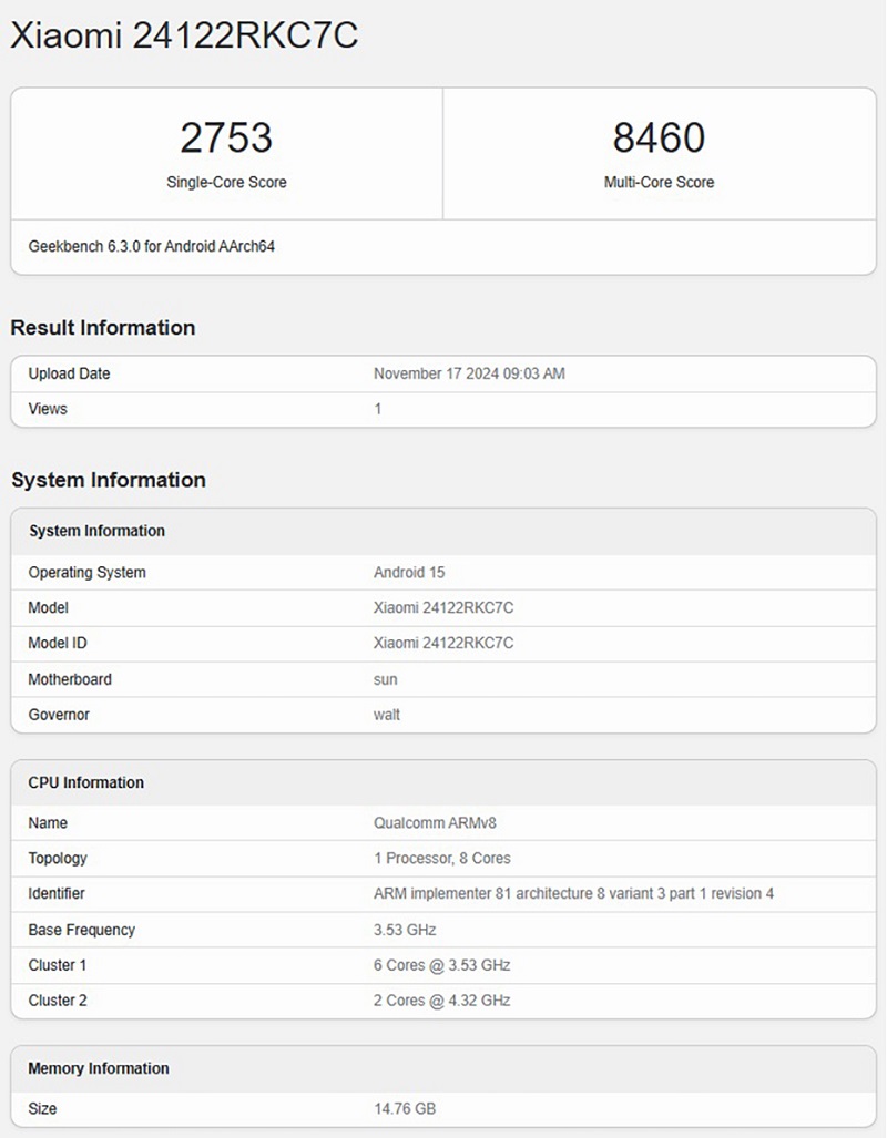 Redmi K80 Pro lộ hiệu năng khủng trên Geekbench.