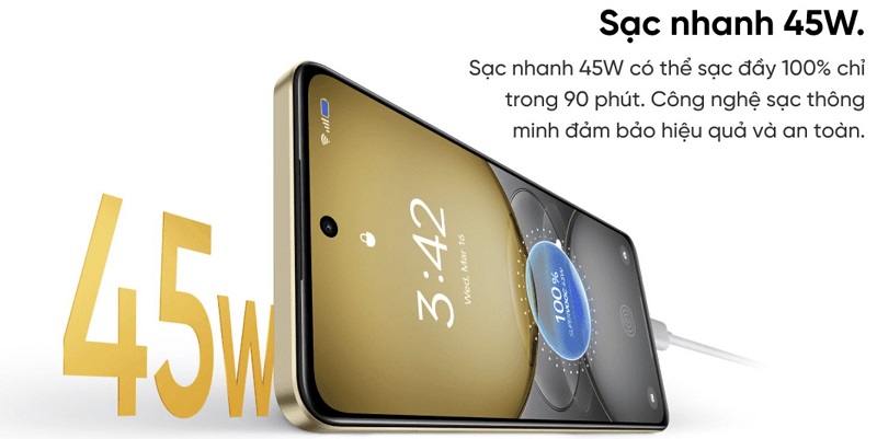 realme C75 có pin 6,000 mAh hỗ trợ sạc nhanh có dây 45W