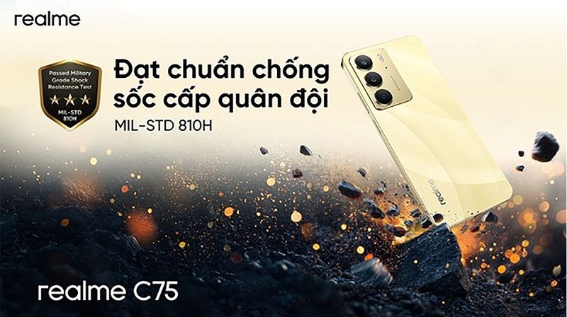 realme C75 có độ bền chuẩn quân đội