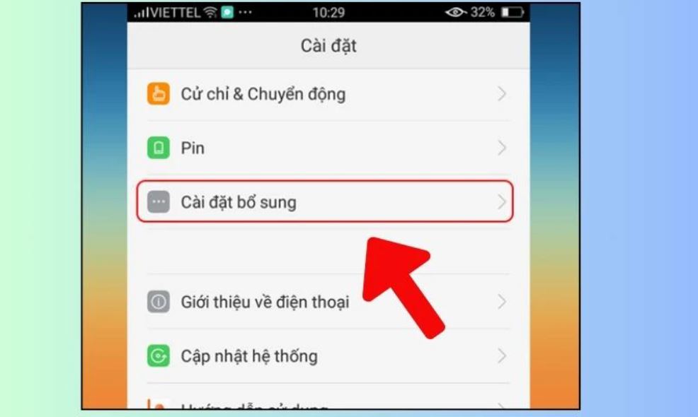 Chọn cài đặt bổ sung trên điện thoại Realme 