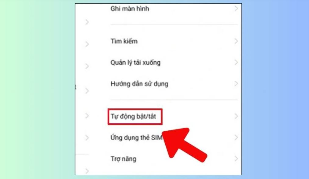 Chọn 'Tự động Bật/Tắt' để tắt nguồn điện thoại Realme