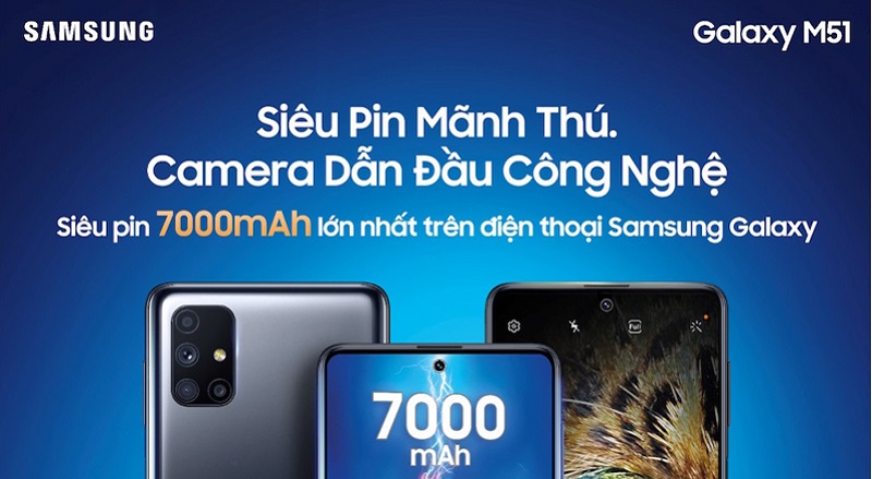 điện thoại có pin 70000 mAh như là Samsung Galaxy M51