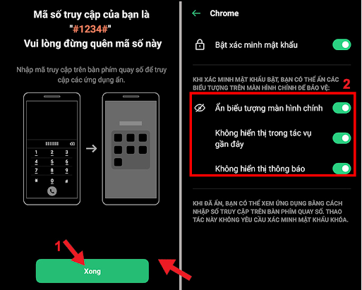 Đặt mã số truy cập trên Oppo