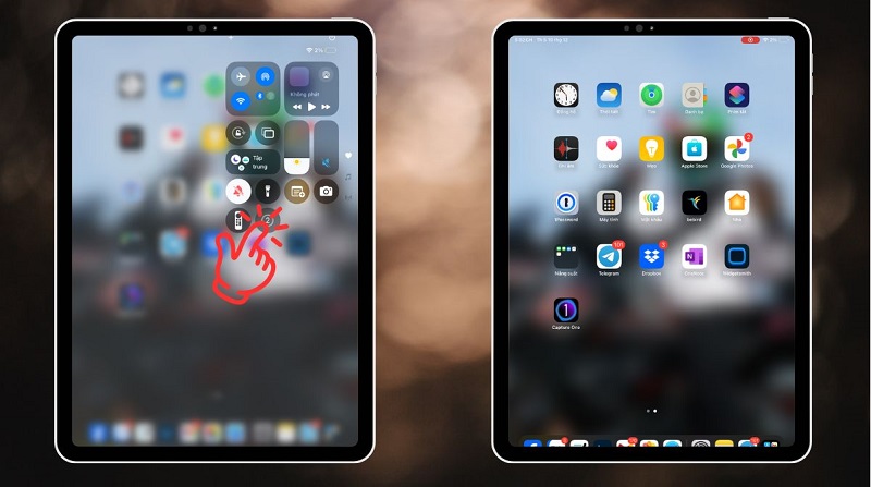 bấm vào biểu tượng quay màn hình iPad để quay màn hình