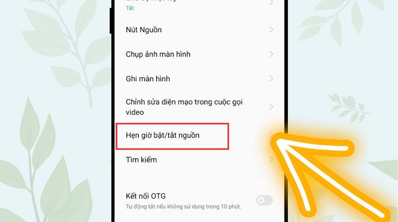 Chọn hẹn giờ bật/tắt nguồn oppo