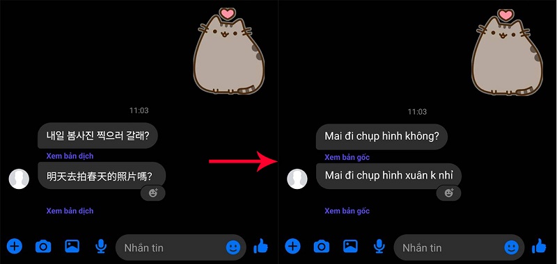 Dịch tin nhắn trên Facebook Messenger còn hỗ trợ tiếng Trung/Hàn