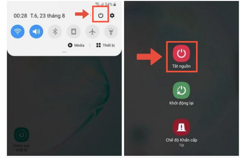 Cách tắt nguồn điện thoại Vivo​ bằng thanh thông báo 