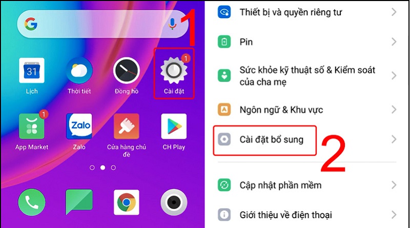 Reset điện thoại OPPO bằng cài đặt