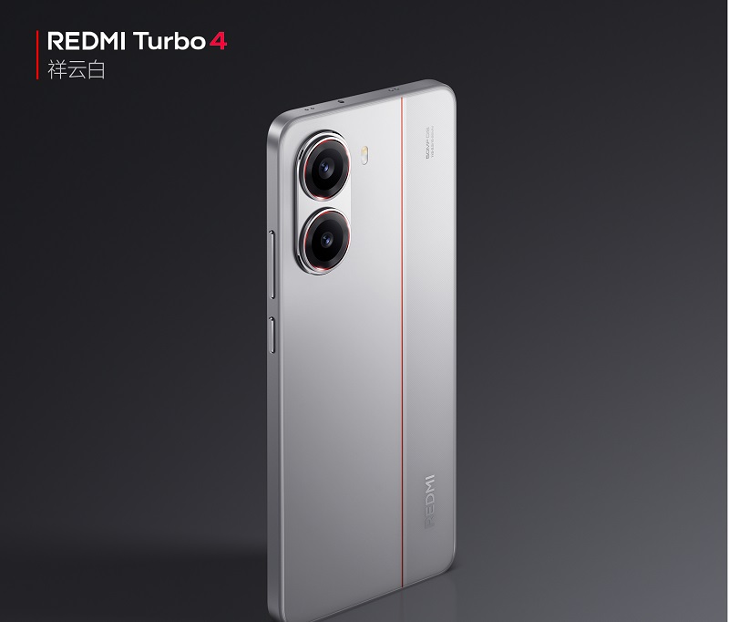 Mặt lưng Xiaomi Redmi Turbo 4 có dãy màu đỏ nổi bật