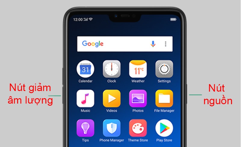 Chụp màn hình Oppo bằng phím cứng