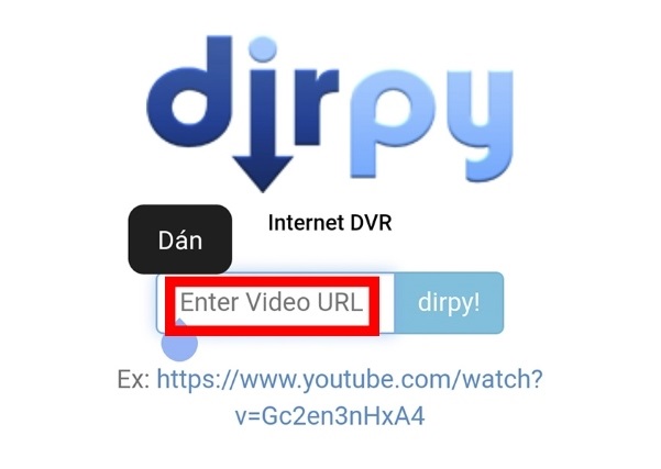 dung Dirpy.com để lấy nhạc từ Youtube