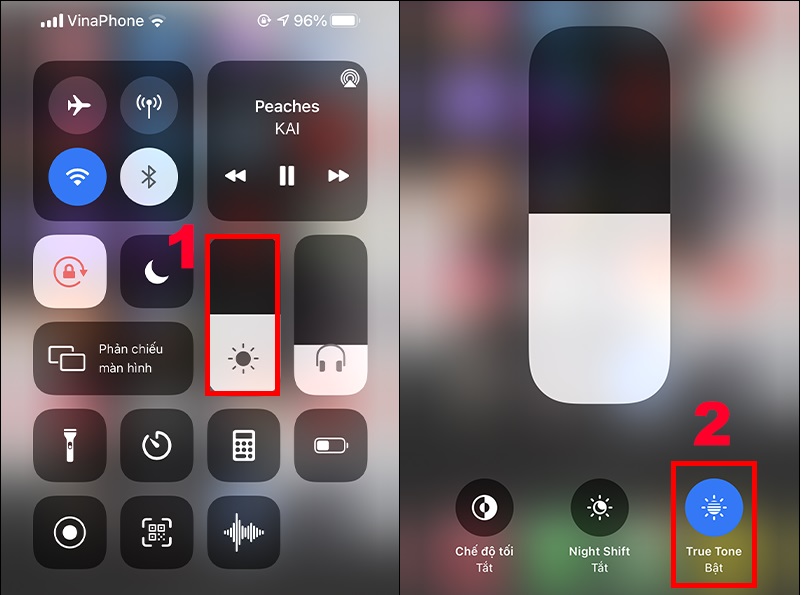 Cách bật, tắt True Tone đối với iPhone, iPad ở thanh trung tâm điều khiển