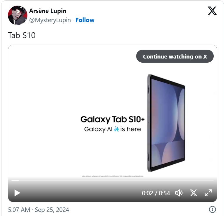 thông tin về Galaxy Tab S10+, Galaxy Tab S10 Ultra