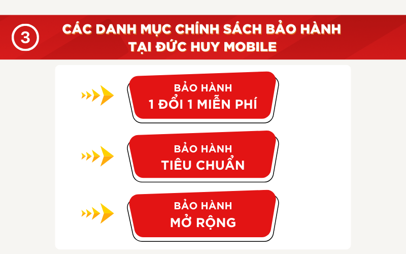 các danh mục bảo hành chính tại Đức Huy Mobile