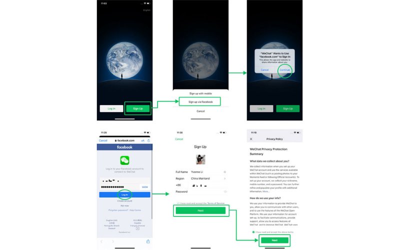 Đăng ký WeChat không quét mã QR bằng cách đăng nhập Facebook