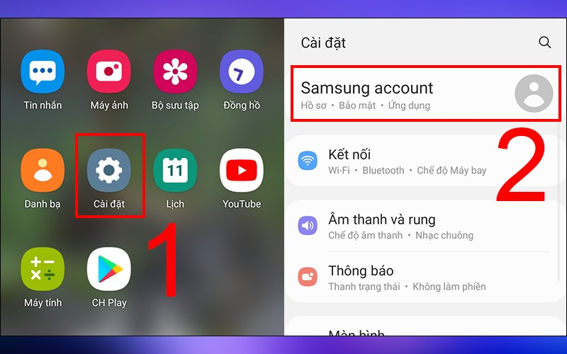 Cách tạo tài khoản Samsung Account trên điện thoại bước 1