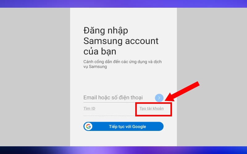 Cách tạo tài khoản Samsung Account trên điện thoại bước 2