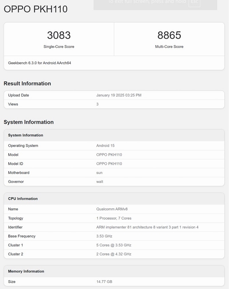 OPPO Find N5 xuất hiện trên cơ sở dữ liệu Geekbench