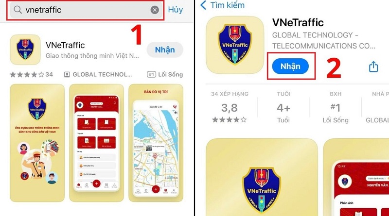 tìm và tải ứng dụng VNeTraffic
