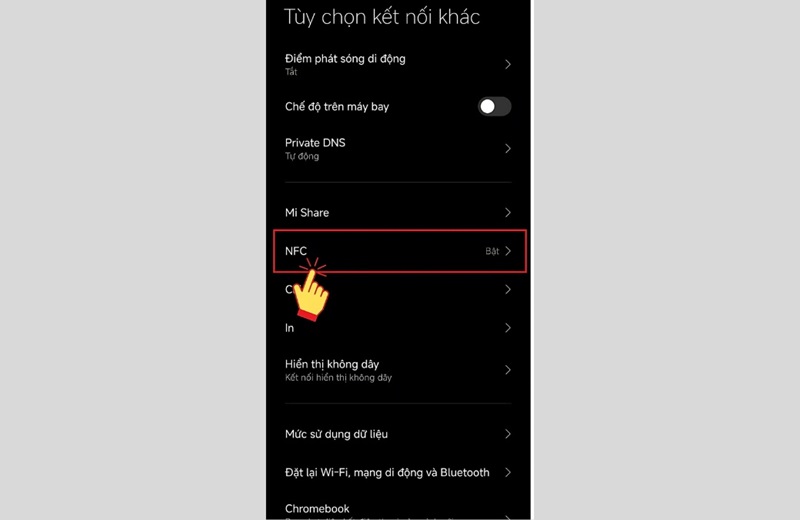 cách bật nfc trên xiaomi chọn nfc 
