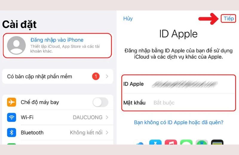 cài đặt id apple