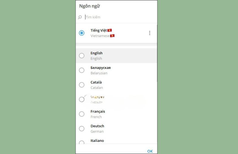 cài tiếng việt cho telegram trên pc hoàn thành