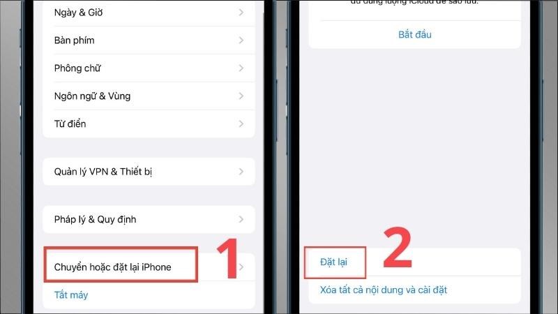 reset điện thoại iphone đặt lại