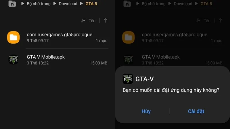 tải game gta 5 trên điện thoại android mở file