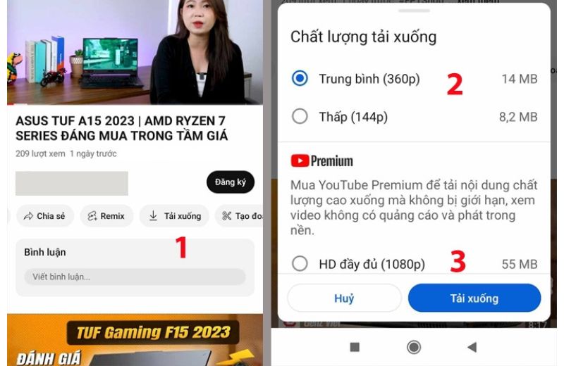 tải video youtube về điện thoại android