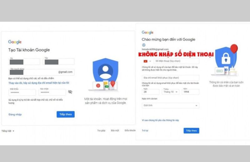 tạo gmail trên máy tính không cần nhập số điện thoại