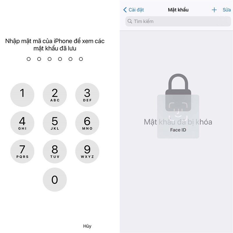 xem lại mật khẩu trên iphone face id